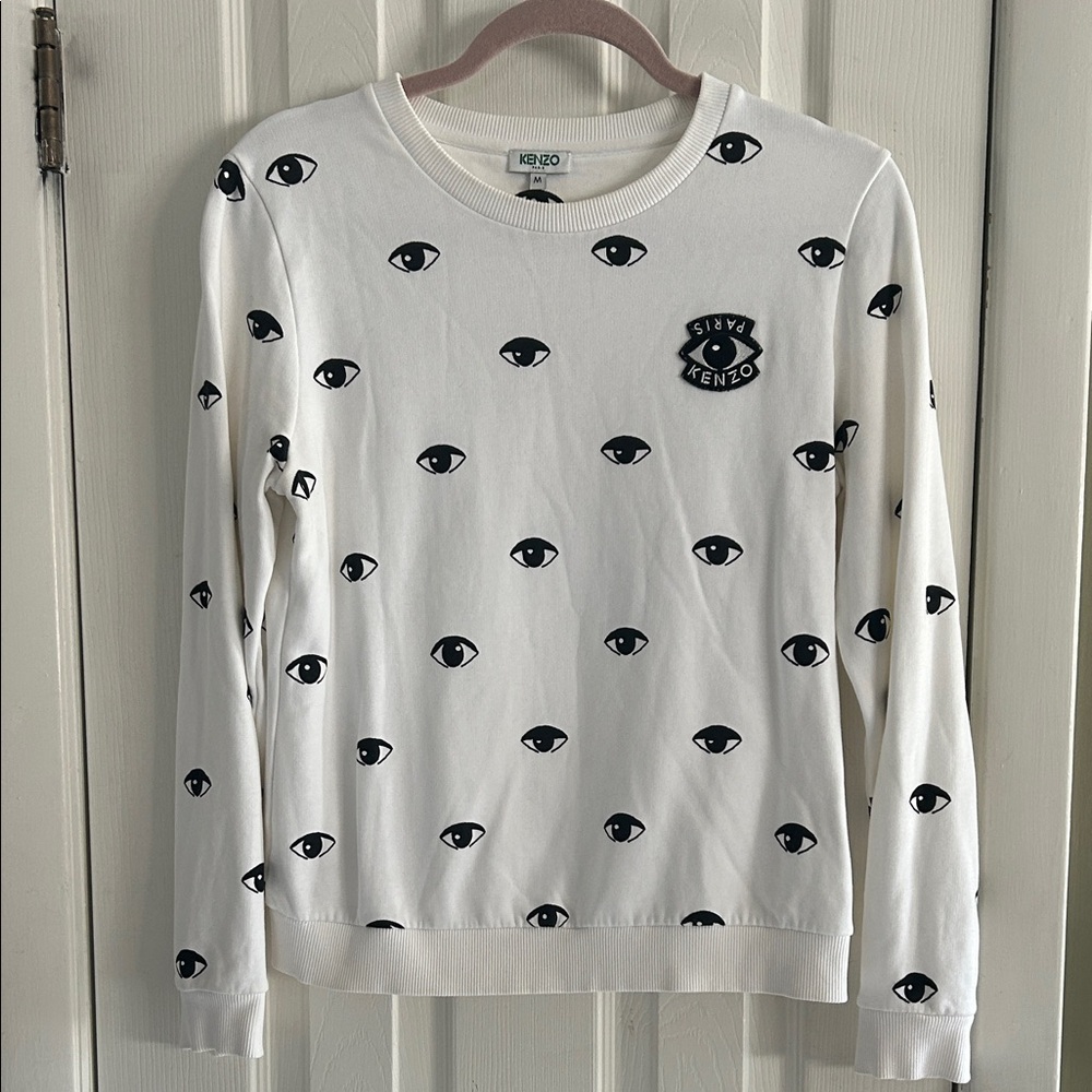 KENZO PARIS EYE PRINT COTTON SWEATSHIRT SIZE M